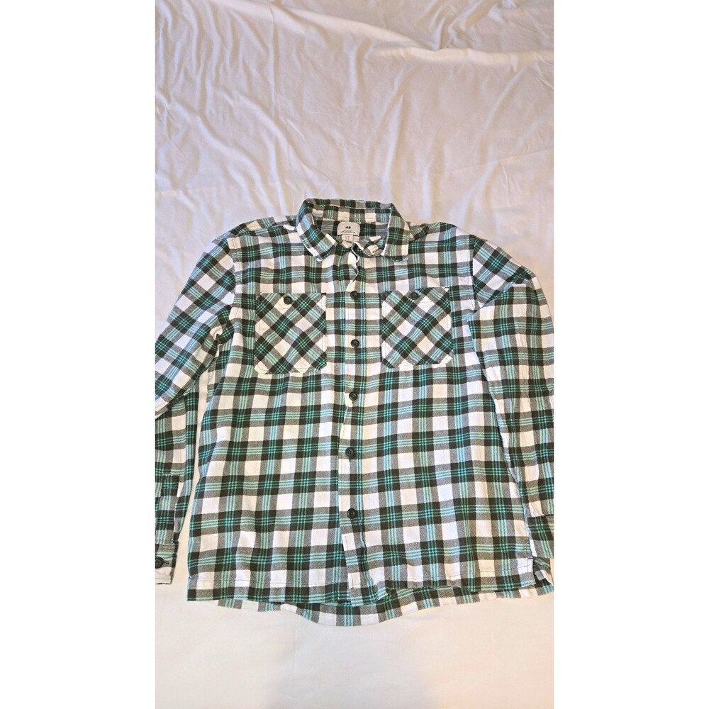 H&M Men's Relaxed Fit Flannel Plaid Long Sleeve Button-Up Shirt Size M